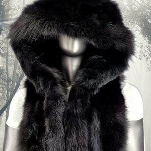 HERREN LANGE Kapuzen Fuchs Weste!Brandneue echte natürliche echte Fell!