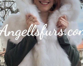 WHITE FOX FUR Vest!Brand New Real Natural Genuine Fur!