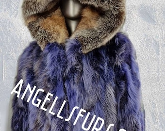 MEN'S FOX FUR Coat!Order Any color!Brand New Real Natural Genuine Fur!