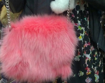 PINK FOX Fur Bag!Brand New Real Natural Genuine Fur!