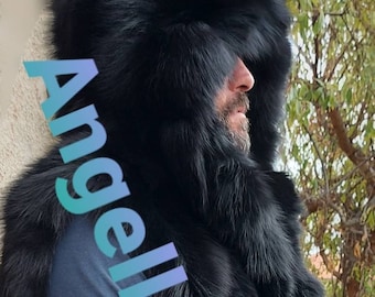 MEN'S HOODED FOX Vest!Brand New Real Natural Genuine Fur!