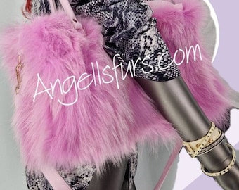 PINK FOX Fur Bag!Order Any color!Brand New Real Natural Genuine Fur!