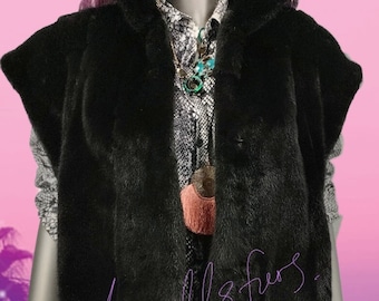 BLACK MINK FULLPELTS Vest!Brand New Real Natural Genuine Fur!