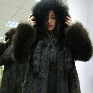 Newnatural Real Fullskin RACCOON Hooded Fur Coat - Etsy