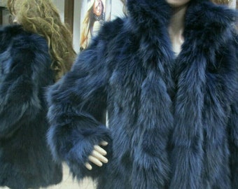 BLUE COLOR FOX Furcoat!Brand New Real Natural Genuine Fur!