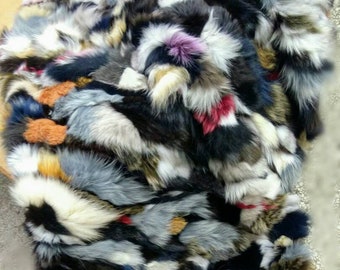 FUR For HOME!Brand New, Real,Natural MULTICOLOR Fox Fur Throw Blanket!