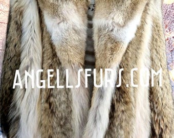 MEN'S COYOTE FURCOAT!Brand New Real Natural Genuine Fur Coat!