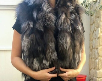 SILVER FOX FUR Bolero Vest! Brand New Real Natural Genuine Fur!