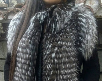 SILVER FOX Vest!Order Any color!Brand New Real Natural Genuine Fur!