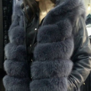 New,Natural,Real Hooded Fullskin FOX Fur with DETACHABLE leather Sleeves!