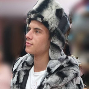 MEN&#39;S REX Trapper HAT!Order Any color!Brand New Real Natural Genuine Fur!