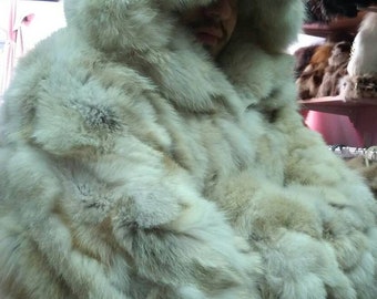 MEN'S HOODED FOX Fur! Brand New Real Natural Genuine Fur!