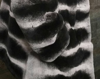 MEN'S LONG Hooded REX fur coat in Chinchilla color!Brand New Real Natural Genuine Fur!