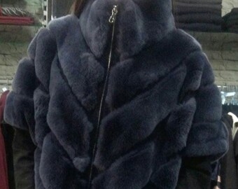 REX FUR JACKET with short sleeves in an Any color!Fullpelts!Brand New Real Natural Genuine Fur!