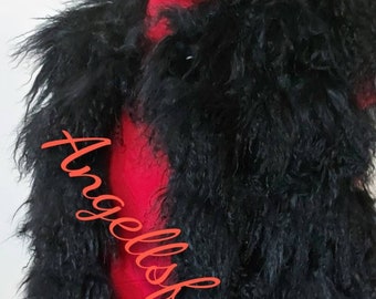 BLACK MONGOLIAN LONG Fur Vest!Brand New Real Natural Genuine Fur!