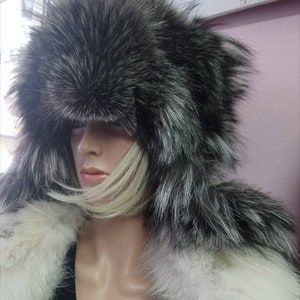 SILVER FOX TRAPPER Hat!Unisex!Brand New Real Natural Genuine Fur!
