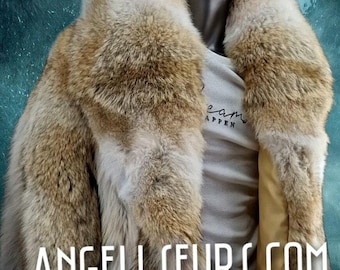 MEN'S COYOTE FURCOAT!Brand New Real Natural Genuine Fur Coat!