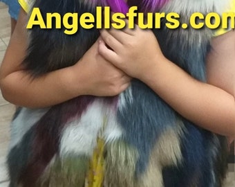 Kid's Fox Fur hooded vests in ANY color or size!Brand New Real Natural Genuine Fur