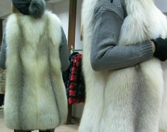GOLDEN ISLAND FOX Fullpelts Fur Vest!Brand New Real Natural Genuine Fur!