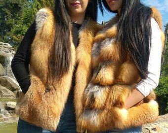 RED FOX VESTS!Brand New Real Natural Genuine Fur!