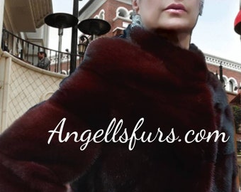 MINK FULLPELTS jacket in BORDEAUX Wine Color!Order Any color!Brand New Real Natural Genuine Fur!