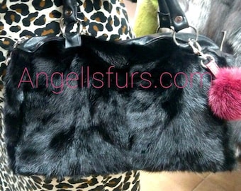 BLACK MINK BOWLING Fur Bag!Brand New Real Natural Genuine Fur!