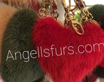 MINK HEART KEYCHAINS!Brand New Real Natural Genuine Fur!