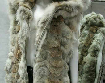 MEN'S LONG HOODED Coyote Vest!Brand New Real Natural Genuine Fur!