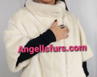 New Natural Real ONE SIZE Amazing PEARL color Fullskin Mink Fur!