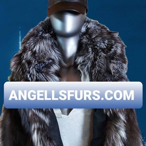 MEN&#39;S SILVER FOX Fur Coat!Brand New Real Natural Genuine Fur!