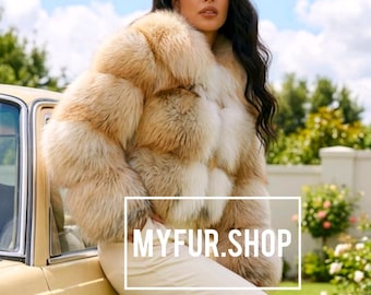 Kort jasje GOLDEN FOX FULLPELTS! Elke kleur bestellen! Gloednieuw echt natuurlijk echt bont!