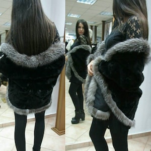 ONE SIZE Mink Fur Cape-Shawl-Etol!Brand New Real Natural Genuine Fur!