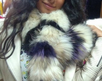 RACCOON FLUFFY SCARF!Brand New Real Natural Genuine Fur!