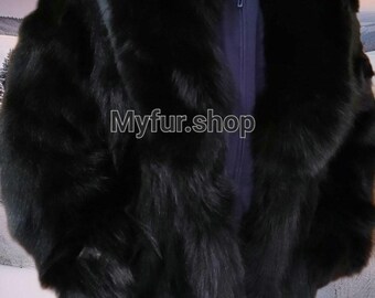 MEN'S BLACK FOX Fur Coat!Brand New Real Natural Genuine Fur!