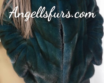 DARK GREEN Fullpelts MINK fur! Order Any color!Brand New Real Natural Genuine Fur