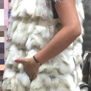 HOODED FOX LONG Vest!Brand New Real Natural Genuine Fur!