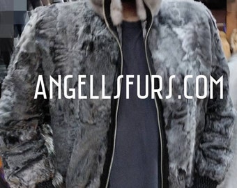 MEN'S ASTRAKHAN BOMBER Jacket!Brand New Real Natural Genuine Fur!