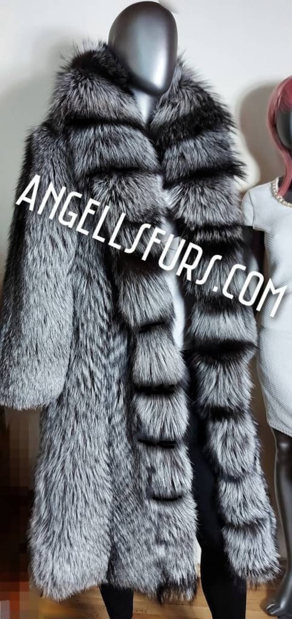 Full length hotsell silver fox coat