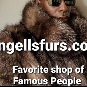 MEN&#39;S CRYSTAL FOX Fur Coat!Order Any Color!Brand New Real Natural Genuine Fur!