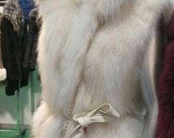 Hooded Cream color Raccoon Vest!Brand New Real Natural Genuine Fur