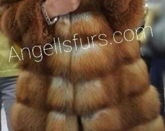 FULLPELT RED FOX Fur coat!Brand New Real Natural Genuine Fur
