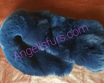 New Natural Real Rex fur Headbands in Blue color!