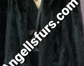 New Natural Real HOODED FULLPELTS MINK Fur Coat!