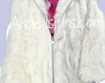 WHITE FOX FUR Coat!Brand New Real Natural Genuine Fur!