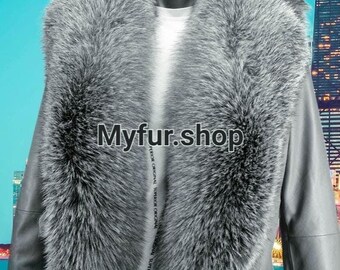 MEN'S LEATHER Jacket With Fox!Brand New Real Natural Genuine Fur and Leather!