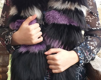 LONG FOX SCARF!Brand New Real Natural Genuine Fur!