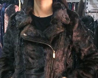 MINK BIKER Fur jacket!Brand New Real Natural Genuine Fur!