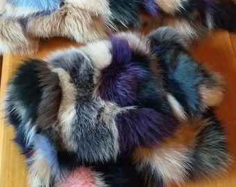 Multicolor Fox Fur Bag!Brand New Real Natural Genuine Fur