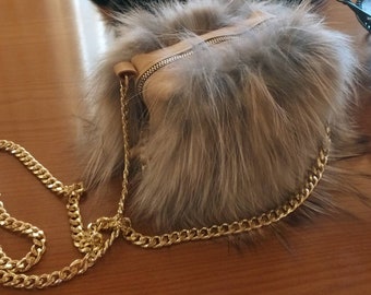 New!Natural,Real Nature's  colors Fox FUR small BAG!