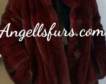 MINK FULLPELTS jacket in BORDEAUX Color!Order Any color!Brand New Real Natural Genuine Fur!
